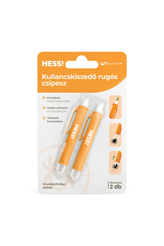 Elysium HESS! kullancskiszedő rugós csipesz - narancssárga - 2 db