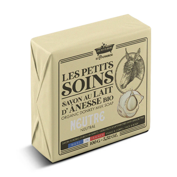 LES PETITS BAINS DE PROVENCE Les Petits Soins Bio szamártejes szappan natúr 100 g