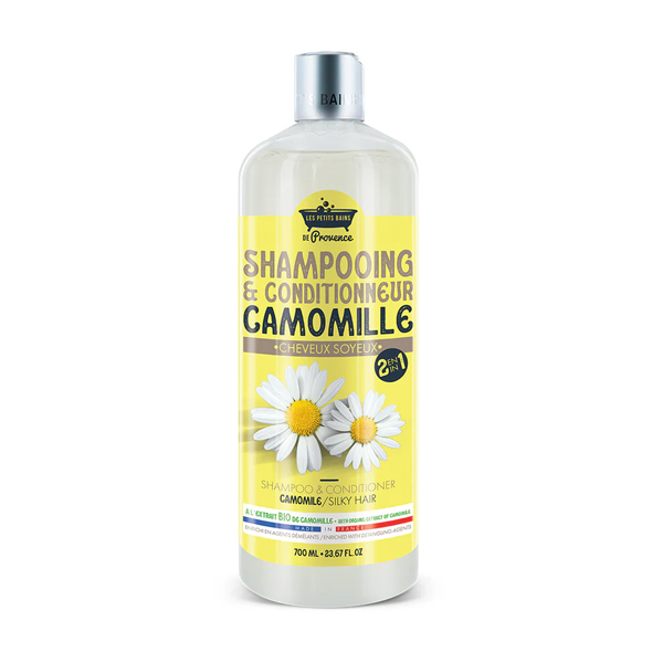 LES PETITS BAINS DE PROVENCE Selymes haj 2 az 1-ben sampon és balzsam, Kamilla 700ml