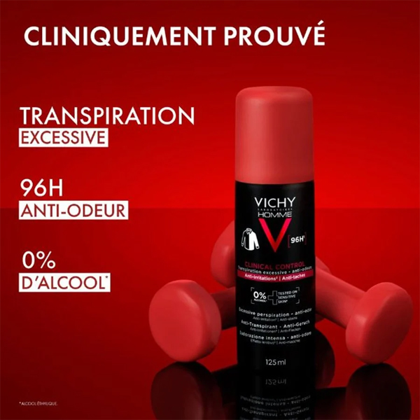 Vichy Homme Clinical Control 96H izzadásgátló deo spray 125